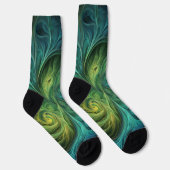 Chaussette Bleu vert AI Motif fractal (Droite)