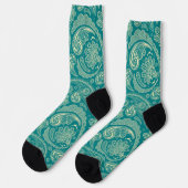 Chaussette Bleu Vert Et Beige Paisley (Gauche)