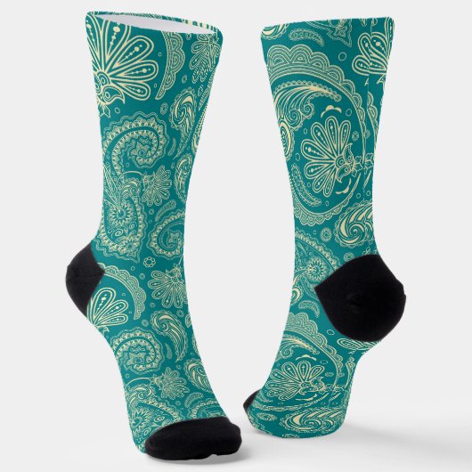 Chaussette Bleu Vert Et Beige Paisley (Angulaire)