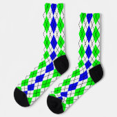 Chaussette Bleu Vert Jacquard blanc Diamant Design (Gauche)