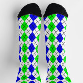 Chaussette Bleu Vert Jacquard blanc Diamant Design (Haut)