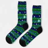 Chaussette Bleu vert rayures avec étoiles et Raindrops (Gauche)