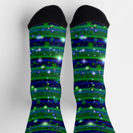 Chaussette Bleu vert rayures avec étoiles et Raindrops (Haut)
