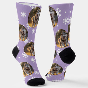 Chaussette Blob de photo personnalisé - Husky flocon de neige