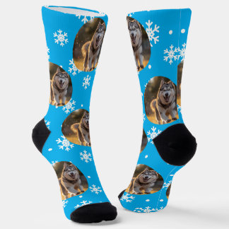 Chaussette Blob de photo personnalisé - Husky flocon de neige