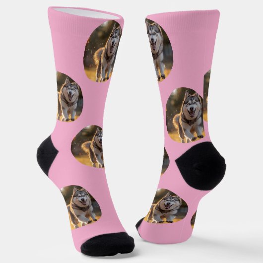 Chaussette Blob de photo personnalisé - Visage de chien Husky (Angulaire)