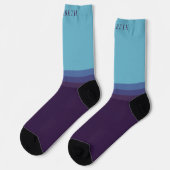 Chaussette Bloc de couleur bleu foncé clair personnalisé (Gauche)