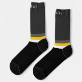 Chaussette Bloc de couleur noir gris-jaune personnalisé (Gauche)