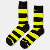 Chaussette Blocage noir jaune pour nom personnalisé (Gauche)