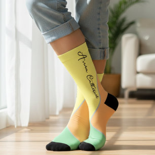 Chaussette Bloque de couleur pastel moderne menthe et pêche a