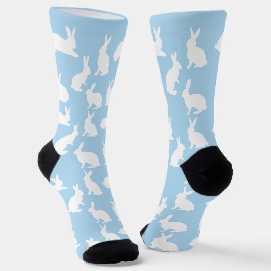Chaussette Blue And White Bunny Pattern Cute Easter (Angulaire)