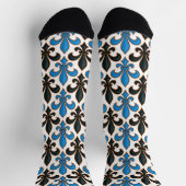 Chaussette Blue Black Baroque Fleur-de-lis Pattern Design (Haut)