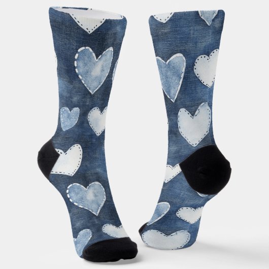 Chaussette Blue Denim Hearts (Angulaire)