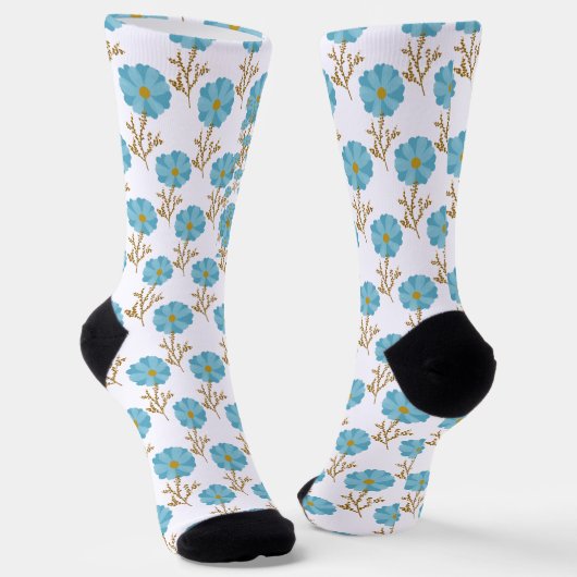 Chaussette Blue Floral Poppies Pattern (Angulaire)