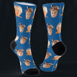Chaussette Blue Funny Custom 2 Face Photo Papa<br><div class="desc">Drôle personnalisé bleu 2 visage chaussettes d'équipage photo pour les papas. Pour utiliser une découpe du visage de votre fils ou de votre fille comme dans l'exemple, l'arrière - plan doit être transparent et le fichier format un png. Vous pouvez télécharger n'importe quelle application mobile ou informatique, ou utiliser le...</div>