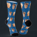 Chaussette Blue Funny Custom 2 Face Photo Papa<br><div class="desc">Drôle personnalisé bleu 2 visage chaussettes d'équipage photo pour les papas. Pour utiliser une découpe du visage de votre fils ou de votre fille comme dans l'exemple, l'arrière - plan doit être transparent et le fichier format un png. Vous pouvez télécharger n'importe quelle application mobile ou informatique, ou utiliser le...</div>