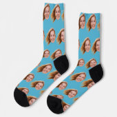 Chaussette Blue Funny Personalized Face Photo Femmes (Gauche)