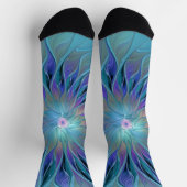 Chaussette Blue Purple Flower Dream Abstrait Fractal Art (Haut)