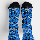 Chaussette Blue Tiger Animal Skin Pattern Design  (Haut)