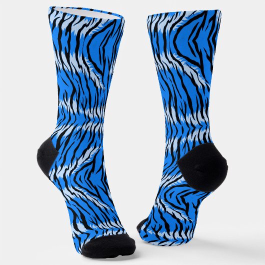 Chaussette Blue Tiger Animal Skin Pattern Design 