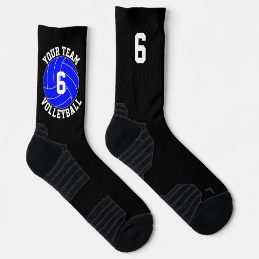 Chaussette Blue Volleball Custom Nom de l'équipe et numéro du (Droite)