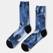 Chaussette Blue Wolf Cosmic Sky Stars Personnalisé (Gauche)