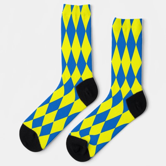 Chaussette Blue Yellow Harlequin Checkered Design  (Gauche)