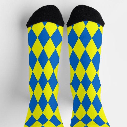 Chaussette Blue Yellow Harlequin Checkered Design (Haut)