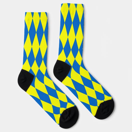 Chaussette Blue Yellow Harlequin Checkered Design  (Droite)