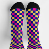 Chaussette Blue Yellow Pink Checkered Pattern Design  (Haut)