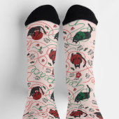 Chaussette Blush Rose Funny Kitten Love Fer Tangle Noël (Haut)