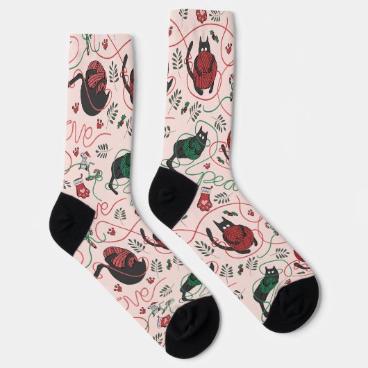 Chaussette Blush Rose Funny Kitten Love Fer Tangle Noël (Droite)