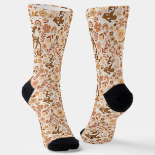 Chaussette Boeuf mignon cerf modèle floral