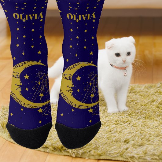 Chaussette Boho Céleste Femme Whimsical Lune Étoiles