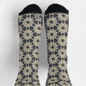 Chaussette Boho Daisy bleu motif faux burlap (Haut)