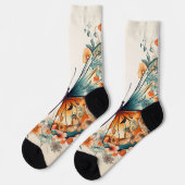 Chaussette Boho Floral Blossom Butterfly Meadow Aquarelle (Gauche)