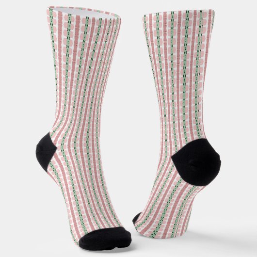 Chaussette Boho Funky Retro Eclectique Pastel Stripe de Noël (Angulaire)