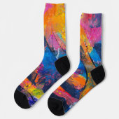 Chaussette Boho hippie pastel arc-en-ciel licorne tie dye ble (Gauche)