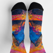 Chaussette Boho hippie pastel arc-en-ciel licorne tie dye ble (Haut)