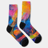 Chaussette Boho hippie pastel arc-en-ciel licorne tie dye ble (Droite)