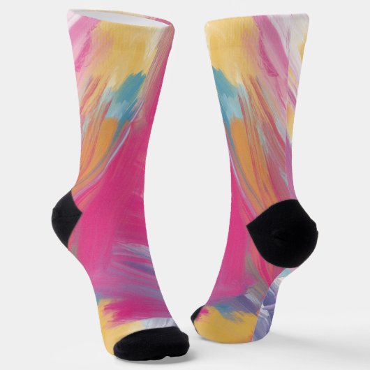 Chaussette Boho hippie pastel arc-en-ciel unicorne teinture r (Angulaire)