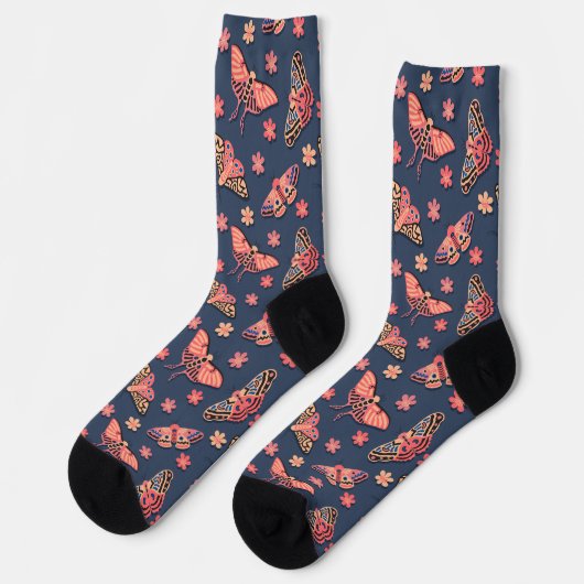 Chaussette Boho Moth Design Motif (Gauche)
