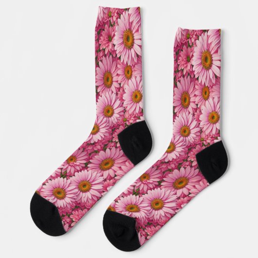 Chaussette Boho rétro chic fleurs florales roses motif (Gauche)