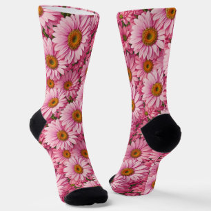 Chaussette Boho rétro chic fleurs florales roses motif