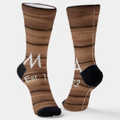 Chaussette boho rustique Brown ajouter nom lettre année date  (Angulaire)