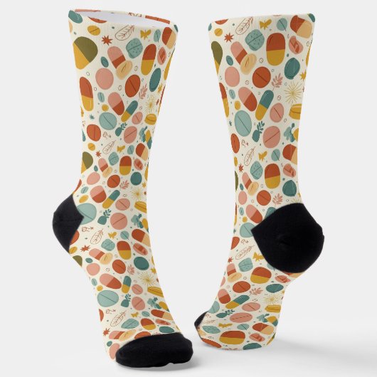 Chaussette Boho Stars Plumes Chaussettes pharmacie CPhT Turqu (Angulaire)