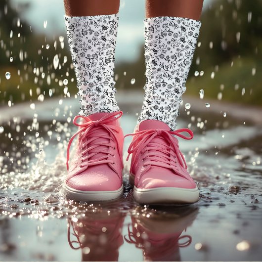 Chaussette Boho Summer Honey Bee Floral Motif Blanc mignonne