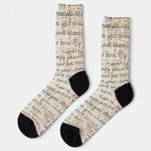 Chaussette Bois rustique magnifique Texte de script sans cout (Gauche)