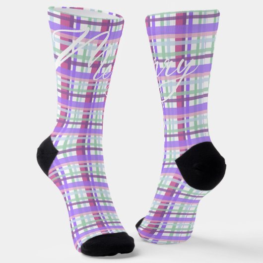 Chaussette Bonbons de Noël Joyeux équipage de Noël Plaid (Angulaire)