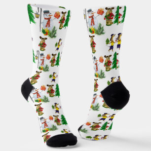 Chaussette Bonhommes de neige et animaux de Noël